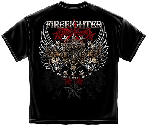 Firefighter T-Shirt Elite Breed Firefighter Pride Duty Honor Silver Foil Black