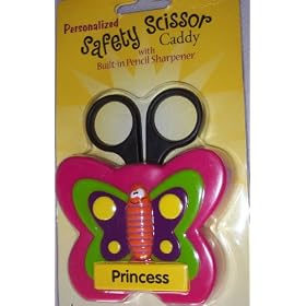CHILDREN'S SAFETY SCISSORS - Personalized (Many Names to choose from) Includes built-in Pencil Sharpener