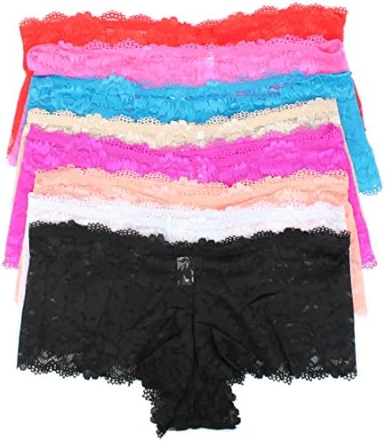 Rose Intimate Plus Size Full Lace Boy Short 12 Pack Panties