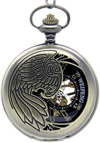 Laogeshi Bronze Skeleton Hand Wind Mechanical Unisex Pocket Watch Phoenix Shape