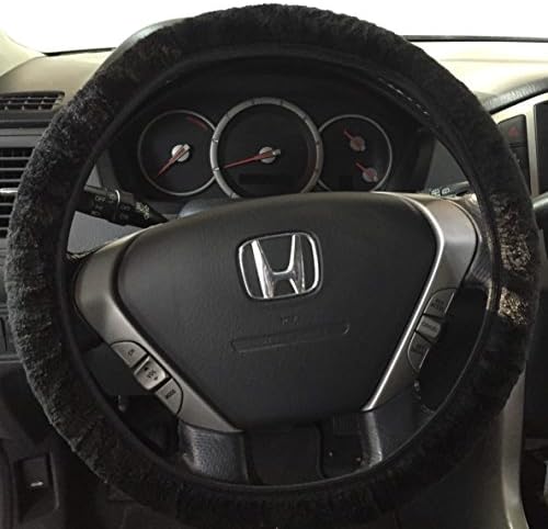 Plush Winter Car Steering Wheel Cover by Quality Auto (Black)