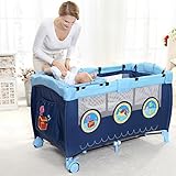 MOM&BABY プレイヤード 折りたたみ ポータブル 収納袋付き 簡易ベビーベッド ゲームベッド コンパクト オムツ交換台付き