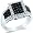Size - 4 - 14k White Gold Black and White Diamond Emerald Shape Center Channel Set w/ Side Stones Round Cut Diamond Engagement Ring 11mm (.64 cttw)