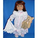 Flannel Print Nightgown with Bunny Slippers and Blanket. Complete Outfit. Fits 18'dolls like American Girl®