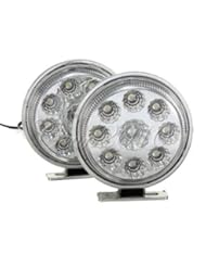 Single Detail Page Misc: Pair White 9 LED 12v Round Car DRL Driving Daytime Running Fog Light Lamp Bulbs