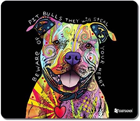 CUSTSIGNER® Office Gaming Mouse Pad [12x10x0.13 In] Beware Of Pit Bulls
