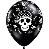 11" Pirate Skull & Cross Bones Around Balloons (10 ct) [Toy]