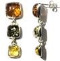 Sterling Silver Multi-Color Amber Drop Earrings