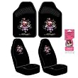 Ed Hardy "Love Kills" Design Auto Accessories Interior Package - Front Floor Mats & Seat Covers and Strawberry Ed Hardy Air Freshener