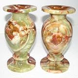 Breathtaking Rustic Onyx Flower Vase Actual Gorgeous Pair 8 H x 4 Dia
