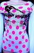 Mosquitohead Women's PUNK ROCK LIPS/ PINK POLKA DOTS Long-Sleeved Thermal Shirt- WHITE