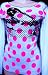 Mosquitohead Women's PUNK ROCK LIPS/ PINK POLKA DOTS Long-Sleeved Thermal Shirt- WHITE