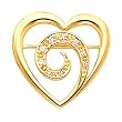 14K Yellow Gold Diamond Heart Brooch - 0.12 Ct.