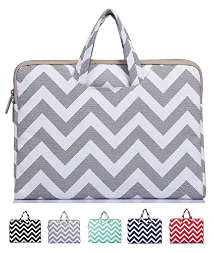 Mosiso - Chevron Gray Canvas Fabric 13-13.3 Inch Laptop / Notebook Computer / MacBook Air / MacBook Pro Briefcase Carry Case, Chevron Gray