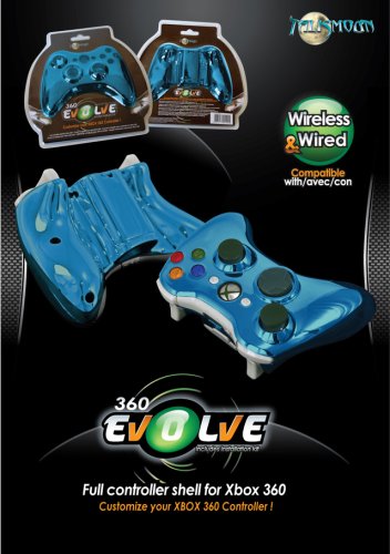 CHROME BLUE EVOLVE XBOX 360 FULL CONTROLLER SHELL