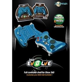 Click here to buy CHROME BLUE EVOLVE XBOX 360 FULL CONTROLLER SHELL by Talismoon.