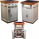 Granite Top Kitchen Cart - Double Sided Cabinets a (White) (35"H x 24"W x 2 ....