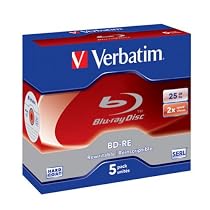 Verbatim Blu Ray BD-RE Single Layer 2x Speed 25GB 5er Pack Jewel Case Rohling