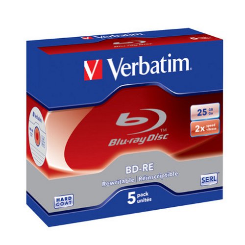 Verbatim 43615 BD-RE 2x 25GB Blu-ray 5 pack Jewel Cased