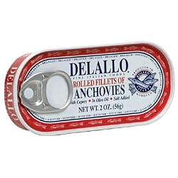 DeLallo Rolled Anchovies with Capers, 2-Ounce Units (Pack of 25)