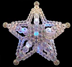 LED Color-Changing Lighted Beaded Star Christmas Tree Topper - Blue White Lights