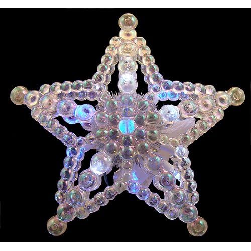 LED lighted beaded star christmas tree topper