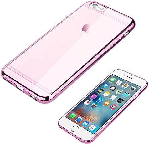 iPhone 6s Case, Iwotou Ultra Thin Transparent with Metallic luster TPU Bumper Case for iPhone 6/6s (rose gold)