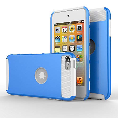 iPod touch 5 Case,iPod touch 6 Case, MOOST(TM) 2-Piece Style Hybrid Shockproof Hard Case Cover for Apple iPod touch 5 6th Generation (Light Blue / White)