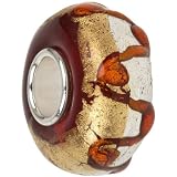 Gold and Silver Foil on Murano Glass Sterling Solid Core Bead fits European Charm Bracelet