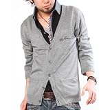 (メンズスタイル) MENZ-STYLE袖裏ライン刺繍デザイン7分袖カーディガン