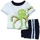 Babyworks Baby-boys Newborn Stripe Short Set, Navy, 3-6 Months