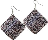 Cheetah Animal Print Smooth Shell Dangle Earrings