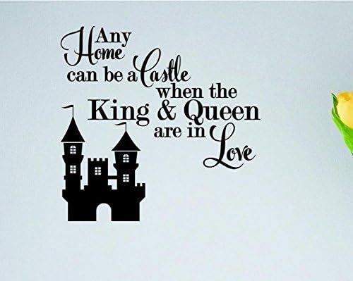 Tall Switch Moti 1631 1 Any Home Can Be A Castle When the King; Queen are in Love Fairy Tale Prince Princess Peel Stick Wall Sticker Decal, 12" x 12", Black