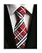 MENDENG Striped Silk Woven Classic Check Man's Business Tie Necktie Wedding Ties, Red, One Size