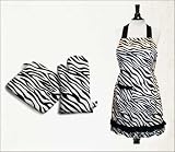Black and White Zebra Print Kitchen Linen Gift Set, Apron and Oven Mitt / Potholder