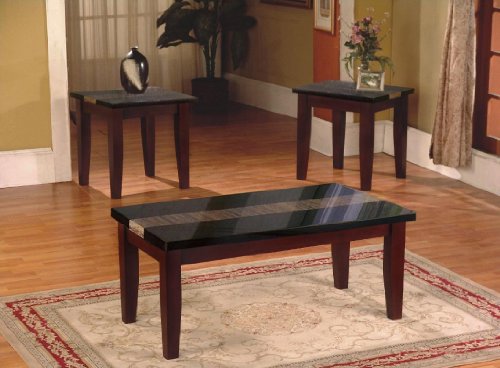 3pc Artificial Marble Top Coffee Table & End Table Set