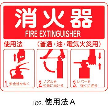消火器具標識 消火器使用法 使用法A