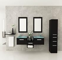 Big Sale 58" Estrella Double Vessel Sink Modern Bathroom Vanity Furniture Set