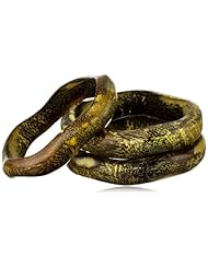 Devon Leigh Carved Wood Set of Three Bangle Bracelets, 8.8"