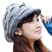 Leegoal Women Girls Winter Warm Slouchy Cut Openings Fluffy Knit Beanie Crochet Rib Hat Brim Cap