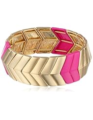 Kensie "Luster Factor" Gold-Plated Pink Chevron Stretch Bracelet, 8.75"