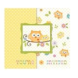 Creative Converting Happi Tree Sweet Baby Birthday or Baby Shower Party Invitations, 8 Count