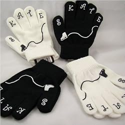 White Skate Tracing Ice Skate Logo Gloves