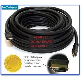 Pro-Techgroup Profesional Quality 45 ft HDMI 1.3a 22 AWG Category 2 CL2 rated Gold plated - 10.2 Gbps 1080p Deep Color