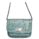 Mock Croc Shoulder Fashion Bag Teal Green