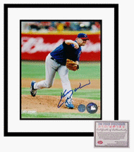 Kerry Wood Autographed Pitching Blue Jersey Framed 8 x 10 Photograph