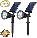 Solar LED Lights (2 Pack) [3rd Generation] Siensync(TM) 2-in-1 Solar Powered Outdoor Spotlight for Landscape Lighting Waterproof Wall Light Bulb Driveway Yard Lawn Pathway Garden