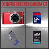 Olympus PEN E-PL3 Digital Camera (Red) W/14-42mm Lens + Huge Accessories Pa ....