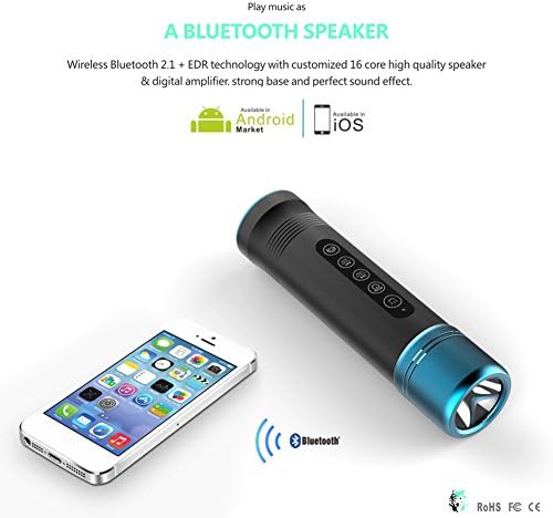 HASKY Wireless Water Resistance Portable Rechargeable Hansfree Multi-Function Bluetooth Bicycle Cycling Speaker with High Bright Led Torch Bicycle Light and 360 Degree Rotation Bracket And Taking Picture As A Selfie and Line in Function