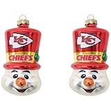 Topperscot Kansas City Chiefs Blown Glass Top Hat Snowman Ornament (2 Pack)-Size: One Size